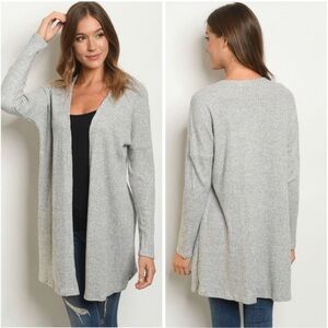 Waffle knit heather gray cardigan